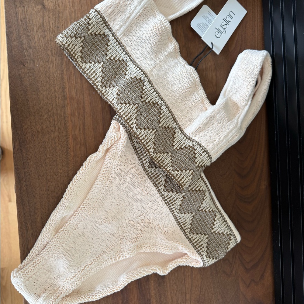 Elysian Cream and Tan Knit Bikini Set